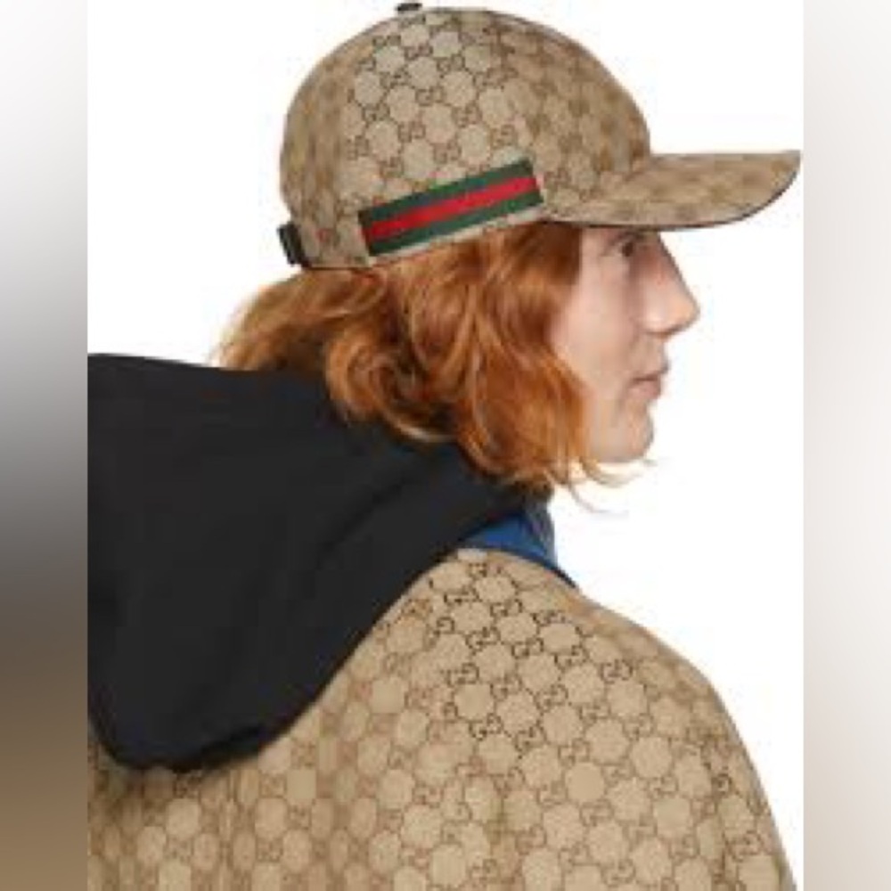 GUCCI Original GG Supreme Sherry Line Canvas Baseball Cap Beige. Authent…